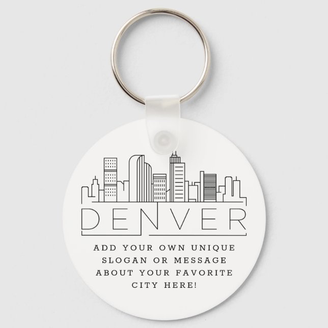 Porte-clés Denver, Colorado Stylisé Skyline | Slogan personna (Recto)