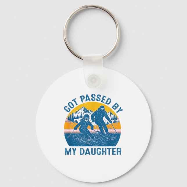 Porte-clés Dépassé par ma fille drôle de ski  (Recto)