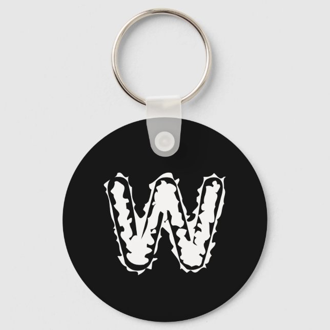 Porte-clés Déplaisant Monogramme blanc sur noir (Recto)