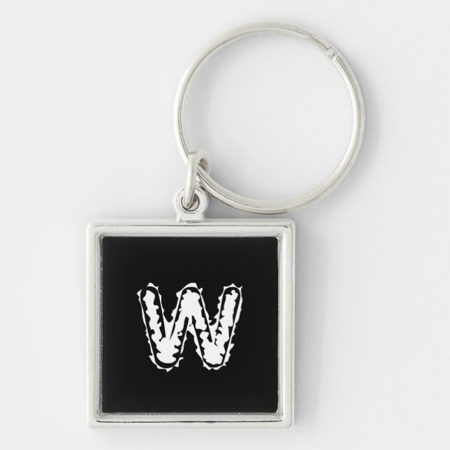 Porte-clés Déplaisant Monogramme blanc sur noir (Devant)
