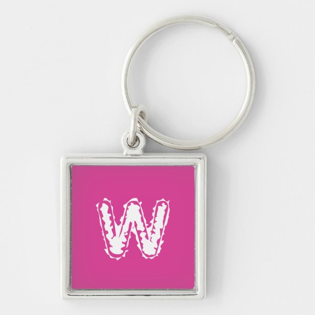 Porte-clés Déplaisant Monogramme blanc sur rose (Devant)
