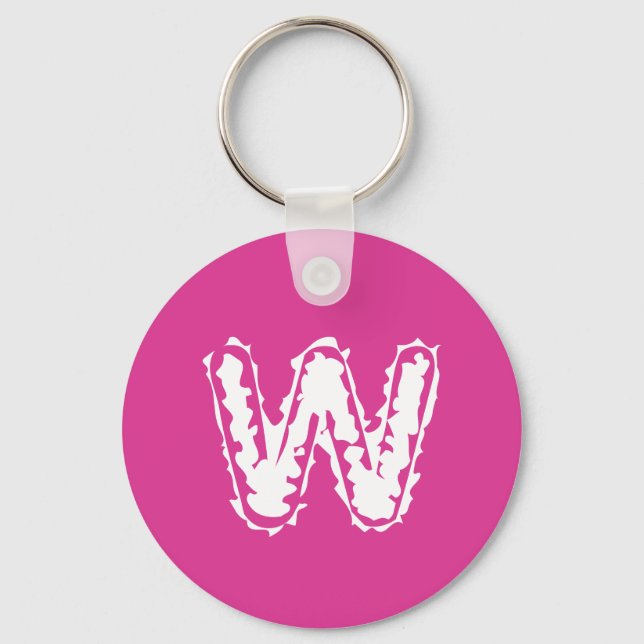 Porte-clés Déplaisant Monogramme blanc sur rose (Recto)