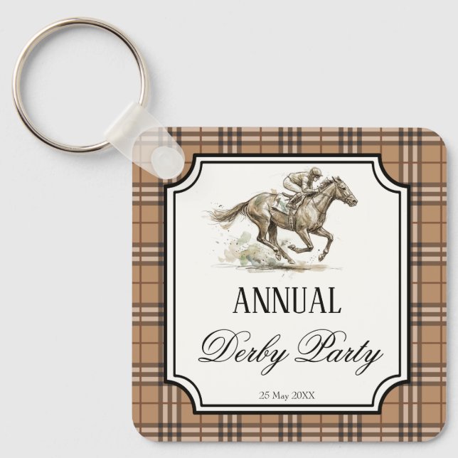 Porte-clés Derby horse racing elegant gingham party gifts (Recto)