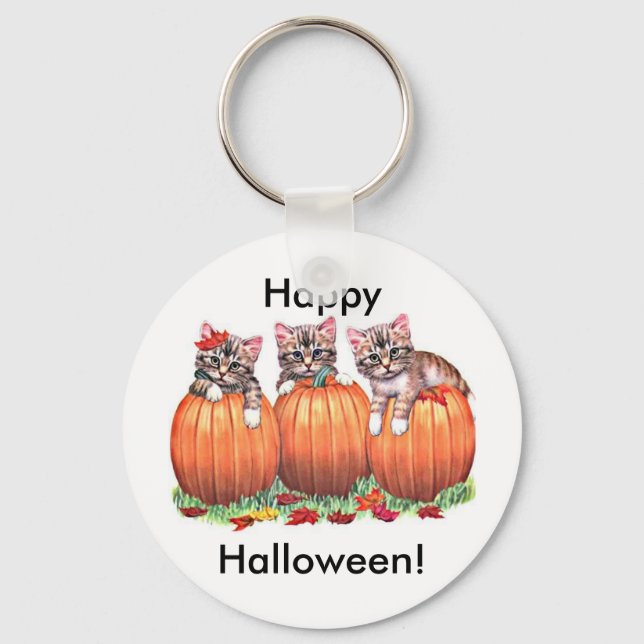 Porte-clés Des chatons en Citrouille pour Halloween (Recto)