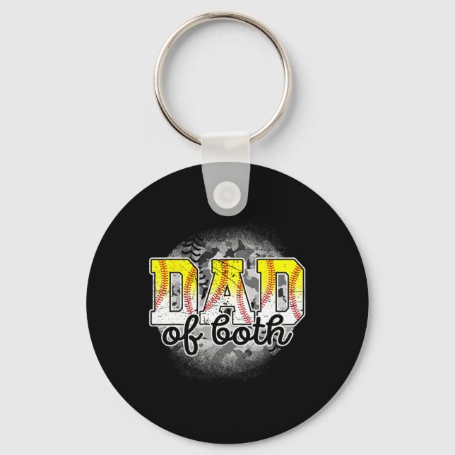 Porte-clés Des Deux Fêtes des pères De Baseball Softball (Recto)