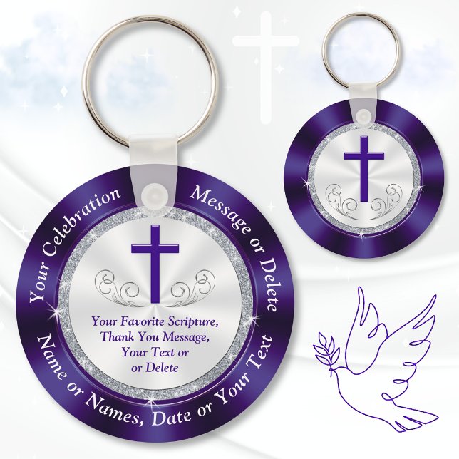 Porte-clés Des faveurs d'Eglise personnalisées et bon marché  (Church anniversary party favors. Personalized, Christian favors. Gift ideas for church members. )