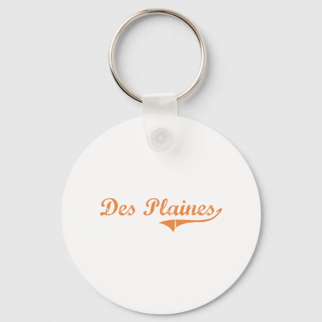 Porte-clés Des Plaines Illinois Classic Design (Recto)