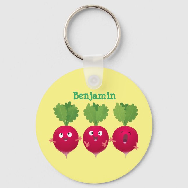 Porte-clés Des radis mignons chantant des légumes de dessin a (Recto)