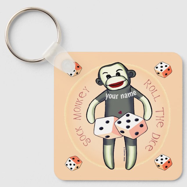 Porte-clés Dés Singe Chaussette  (Recto)