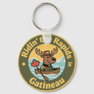 Porte-clés Descendre les Rapides Gatineau avec un orignal drô