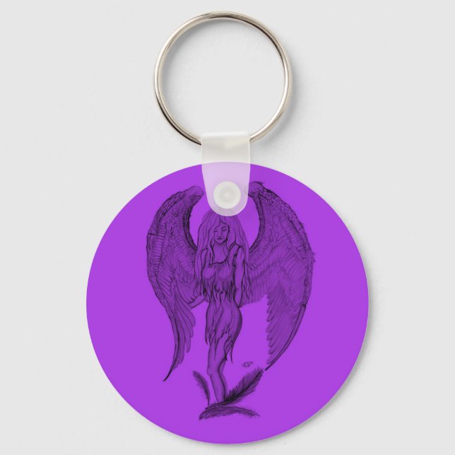 Porte-clés Design Angel noir et violet (Recto)
