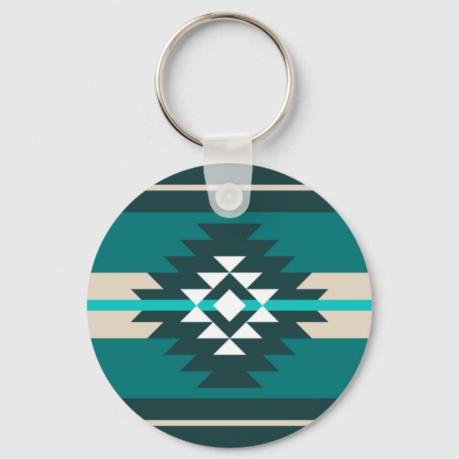Porte-clés Design aztèque en couleur turquoise (Recto)