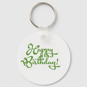 Porte-clés design calligraphie d'anniversaire heureux