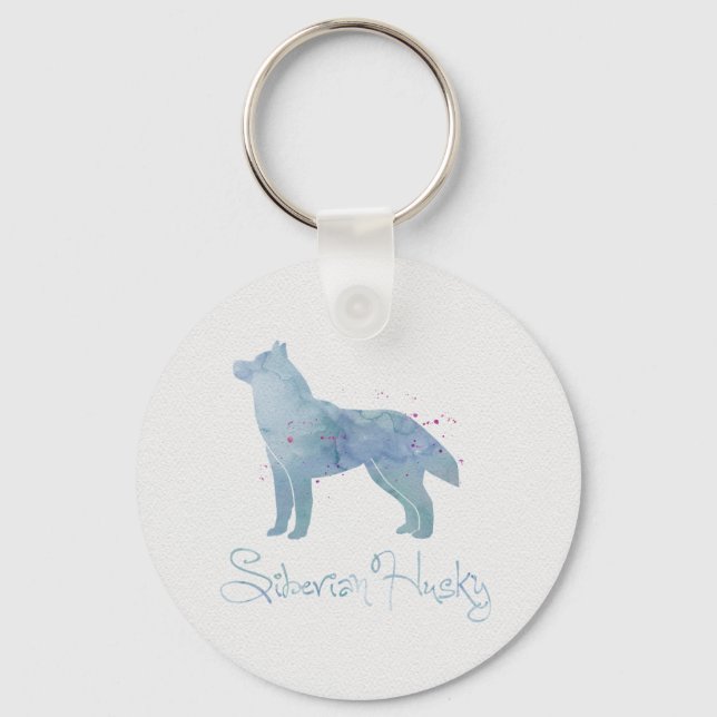 Porte-clés Design d'aquarelle sibérienne Husky (Recto)