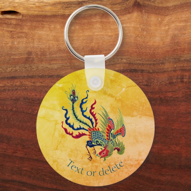 Porte-clés Design d'art de coq chinois personnalisé (Recto)