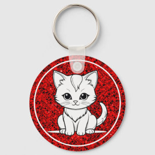 Porte-clés Design d'art Stylisé Cat Kitten Line-52315
