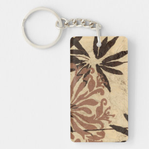Porte-clés Design de crayon floral avec Feuilles tawny