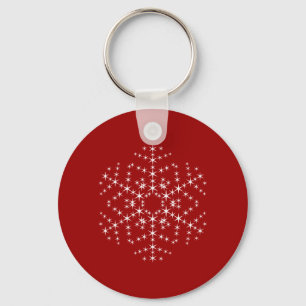 Porte-clés Design de flocon de neige en rouge foncé et blanc