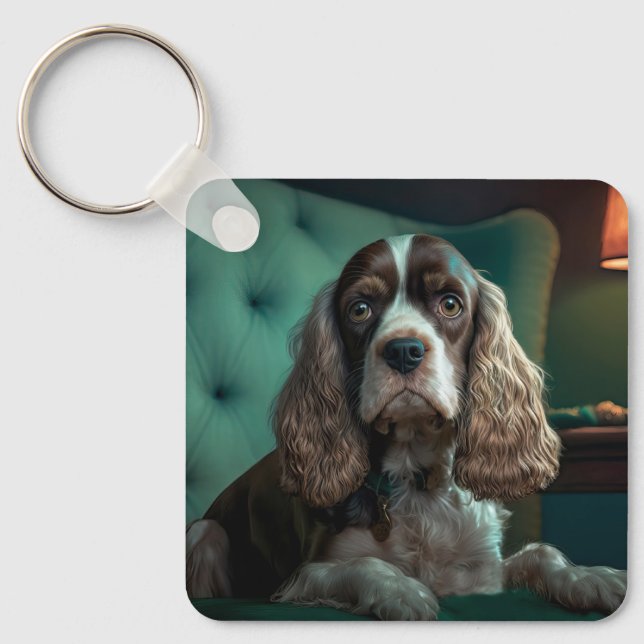 Porte-clés Design de portrait classique de Cocker Spaniel élé (Recto)