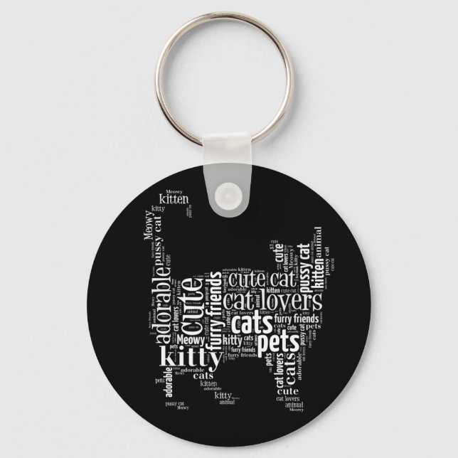 Porte-clés Design de texte de chat blanc (Recto)