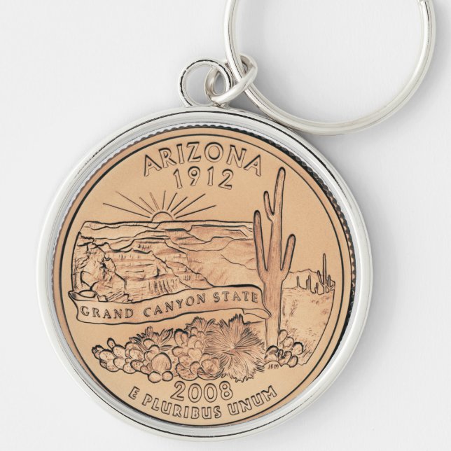 Porte-clés Design du quartier d'état de l'Arizona (Devant)