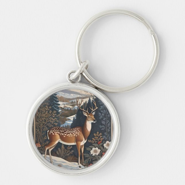 Porte-clés Design élégant de la nature des cerfs d'hiver (Devant)