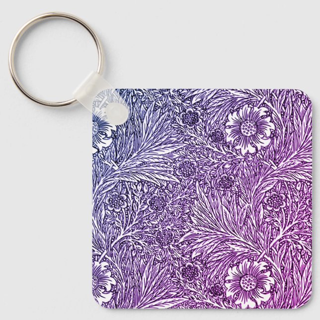 Porte-clés Design floral complexe dans les tons violets et bl (Recto)