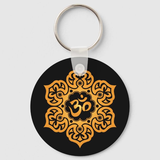 Porte-clés Design floral jaune et noir (Recto)