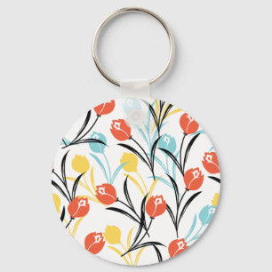 Porte-clés Design floral Motif de Tulipe en blanc