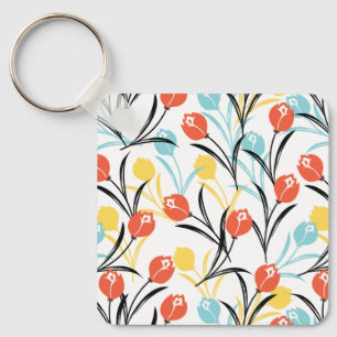 Porte-clés Design floral Motif de Tulipe en blanc