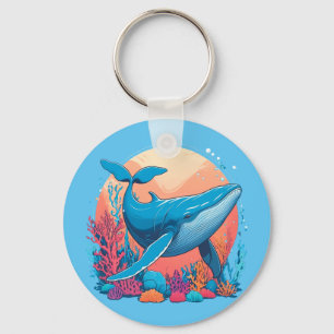 Porte-clés Design Graphique Coloré D'Une Baleine