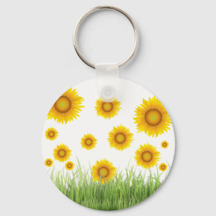 Porte-clés Design graphique de tournesol brillant et élégant
