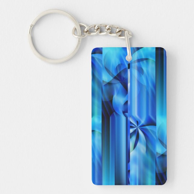 Porte-clés Design graphique transparent - bleu noir I (Devant)