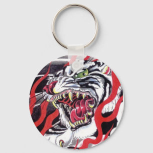 Porte-clés Design japonais de tatouage - Tigre blanc