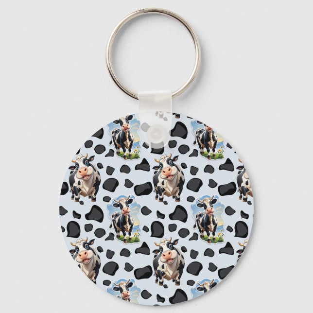 Porte-clés Design Motif animal de vache (Recto)