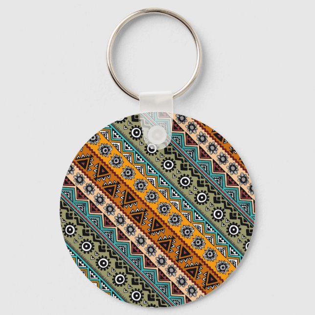 Porte-clés Design motif aztèque coloré (Recto)