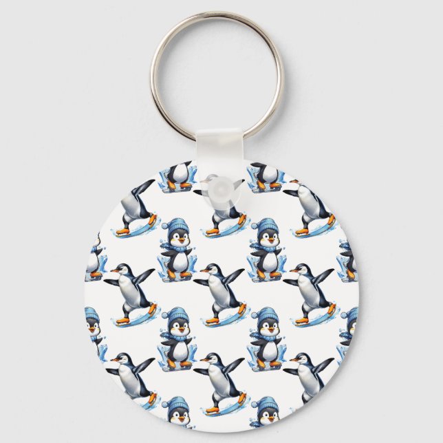 Porte-clés Design Motif de pingouins (Recto)