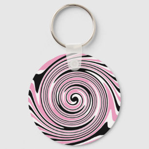 Porte-clés Design pivotant rose et noir