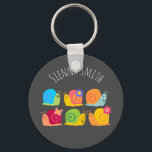 Porte-clés Design pour enfants d'escargots mignons<br><div class="desc">Un joli design adorable d'escargots colorés et rigolos. Cette jolie illustration pour enfants est parfaite pour un garçon ou une fille amateur d'escargot. Joli thème animal. Amusez-vous avec les enfants.</div>