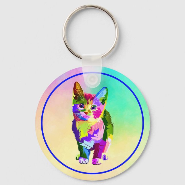 Porte-clés Design prismatique Stylisé Kitten-32345 (Recto)