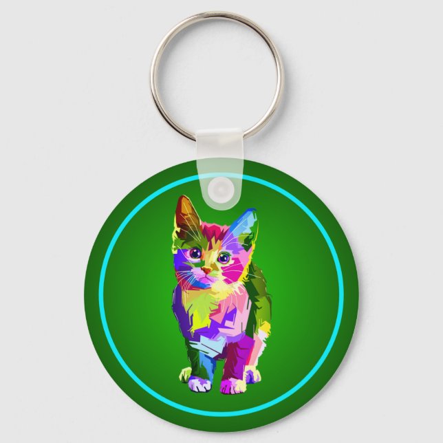 Porte-clés Design prismatique Stylisé Kitten-32345 (Recto)