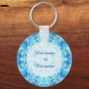 Porte-clés Design rose opulent dans le turquoise