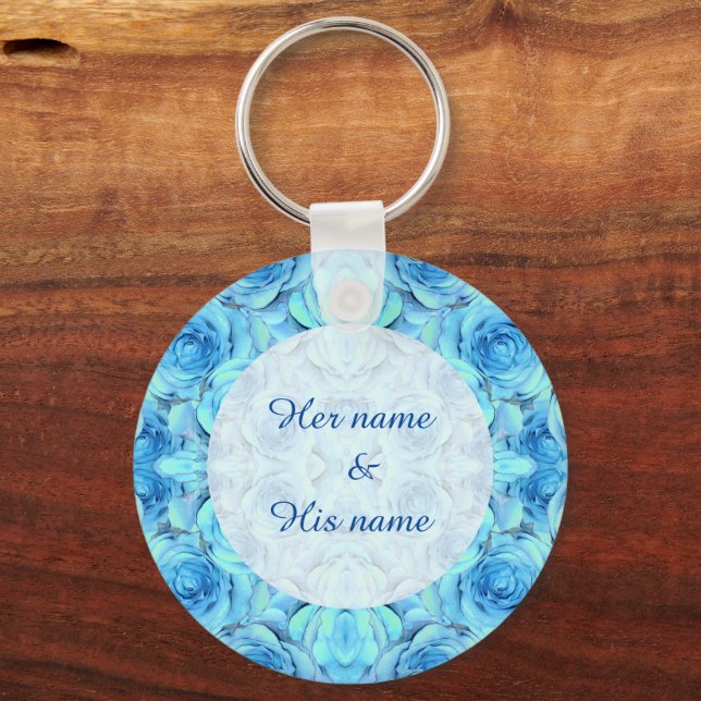 Porte-clés Design rose opulent dans le turquoise (Recto)