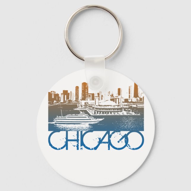 Porte-clés Design Skyline de Chicago (Recto)