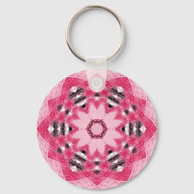 Porte-clés design unique belle fleur mandala (Recto)