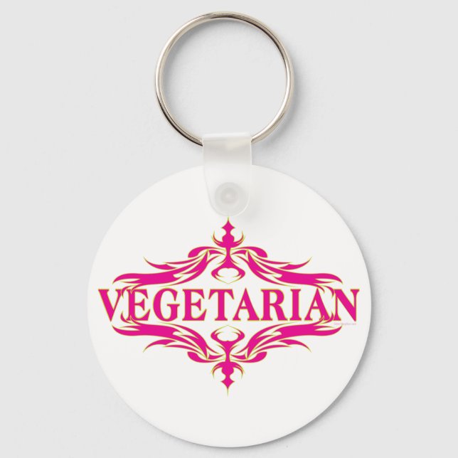Porte-clés Design végétarien rose (Recto)
