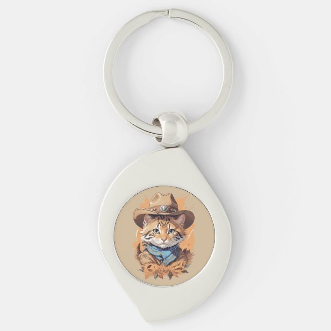 Porte-clés Design vintage Cowboy Kitten (Devant)
