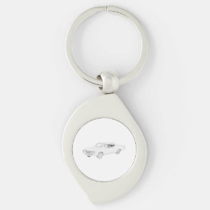 Porte-clés Dessin 1967 noir et blanc de Chevy Chevelle