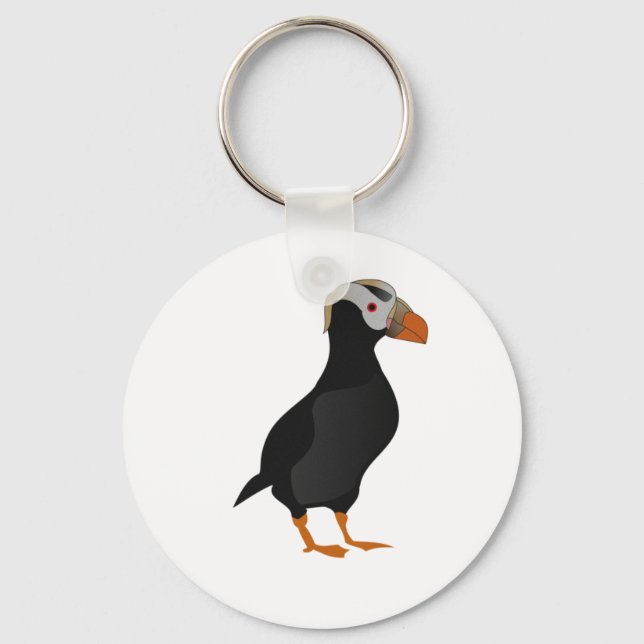 Porte-clés Dessin à carreaux de puffin dressé (Recto)