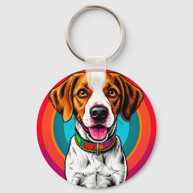 Porte-clés dessin animé collier pour chien Beagle  (Recto)